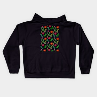 BEAUTIFUL RED PEONY AND POPPY BLOSSOMS WITH PRETTY GREEN LEAVES PATTERN Kids Hoodie